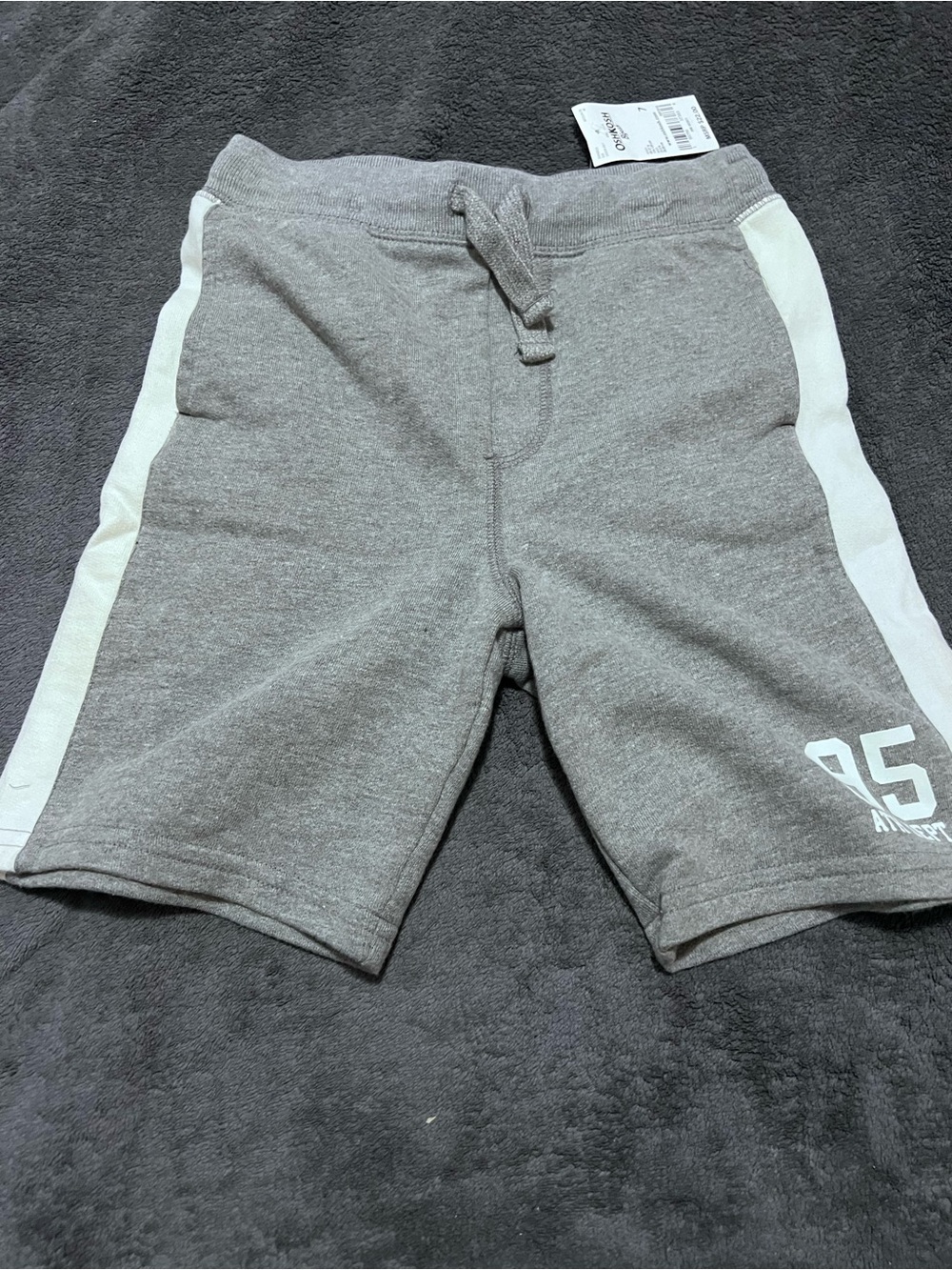 NWT OshKosh B'gosh Boys Gray Athletic Shorts with White Side Panels